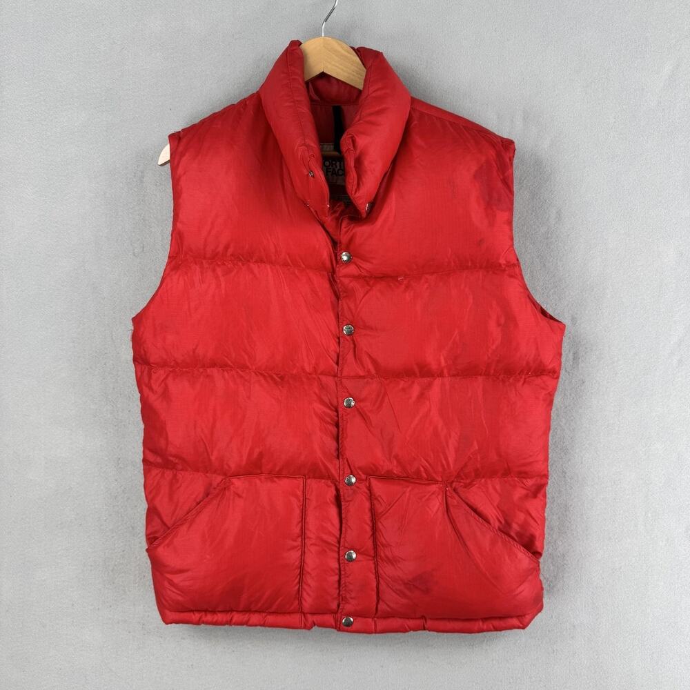 Vintage The North Face Vest Mens XL Red Down Puffer Snap Front Outdoor 80s